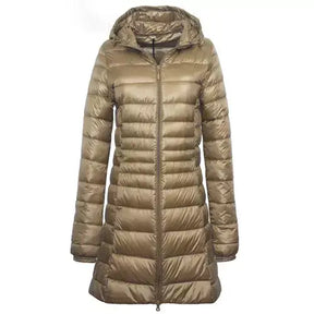 Casaco Feminino Sobretudo Puffer Pluma de Ganso - Portátil